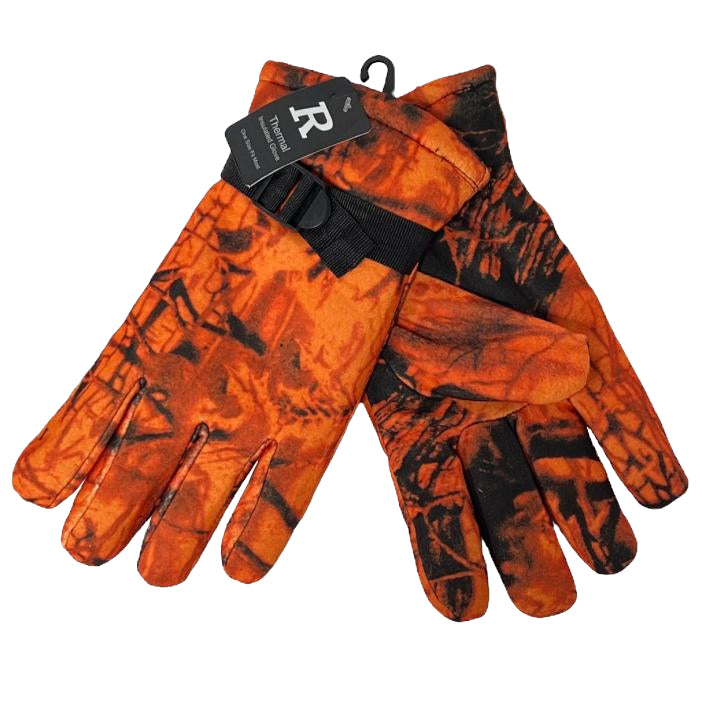 Orange Camouflage Fleece Gloves image 0
