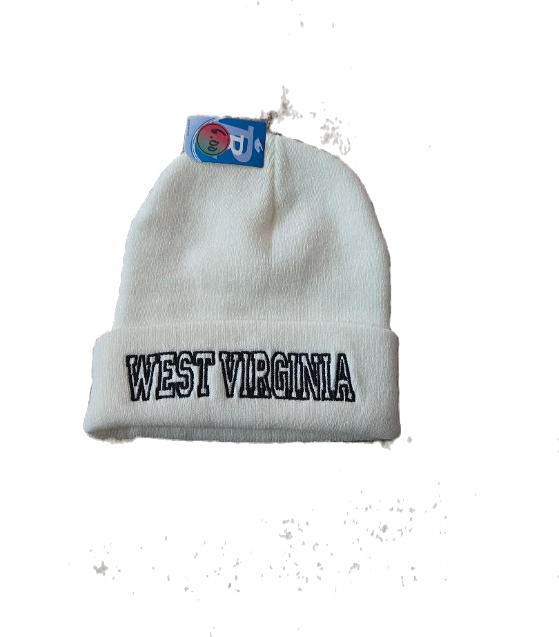 West Virginia White Cuffed Knit Hat image 0
