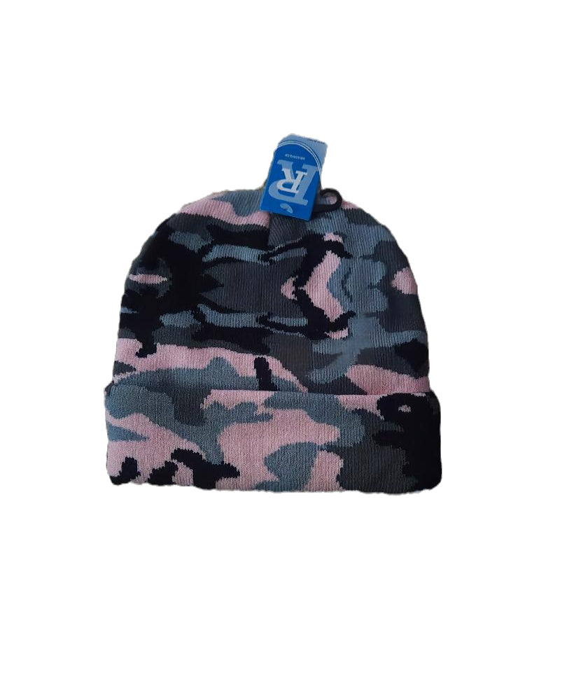 Pink Camouflage Cufffed Knit Hat image 0