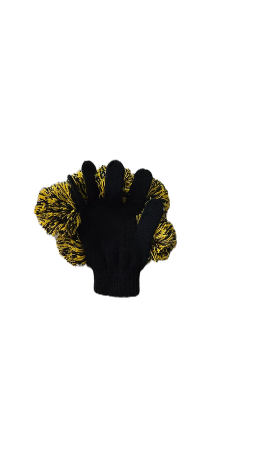 Black And Gold Pom Pom Gloves image 1
