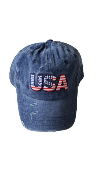 USA Cotton Washed Blue Hat image 0