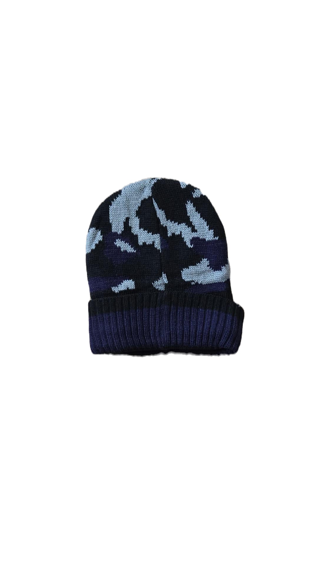 Blue Grey Fleece Lined Cuffed Knit Hat image 0