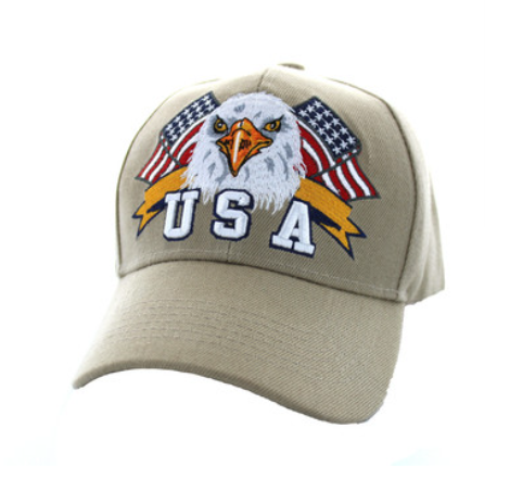 American USA Eagle Hat Khaki image 0
