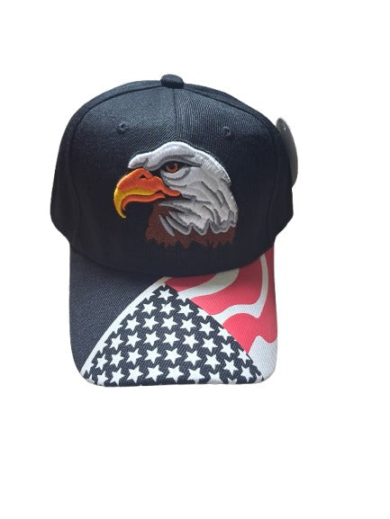 Cap with eagle design and American flag on a white background