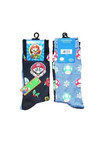 2 Packs Mens Super Mario Christmas Socks image 0