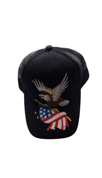 Black Eagle with Flag Mesh Hat image 0