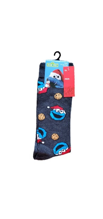 Men's Sesame Street Cookie Monster Christmas Socks image 0