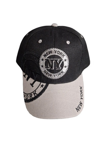 Two-tone cap with 'New York' text on a white background