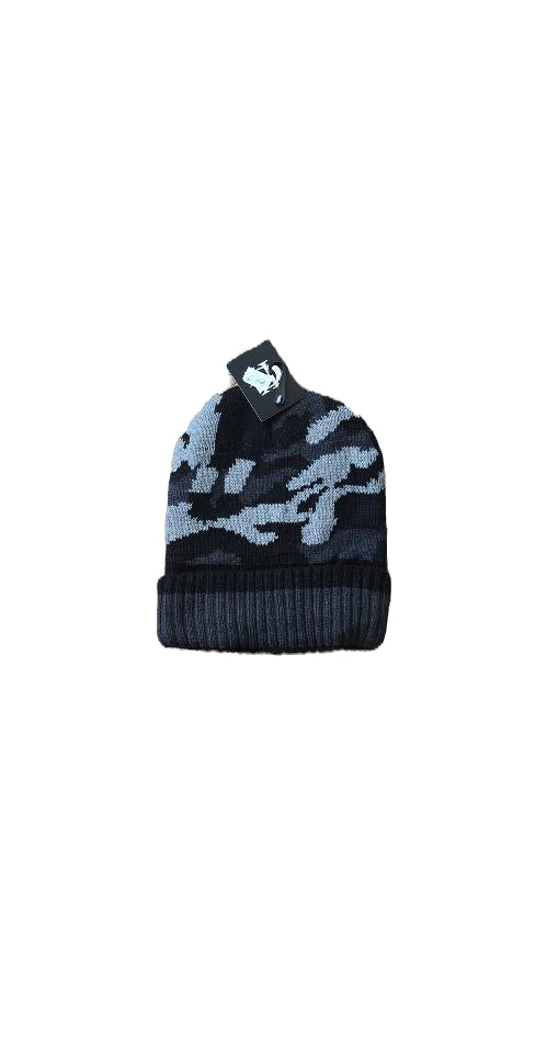 Grey Black Fleece Lined Cuffed Knit Hat image 0