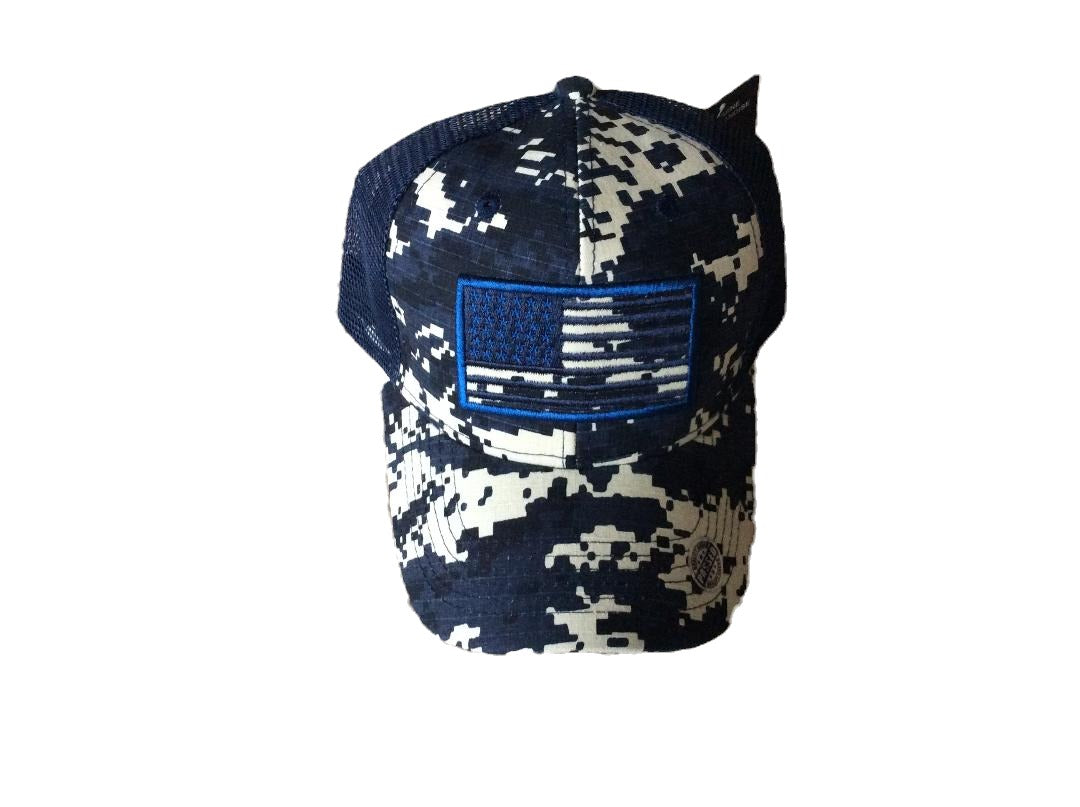 Blue Digital Camouflage Flag Trucker Hat image 0