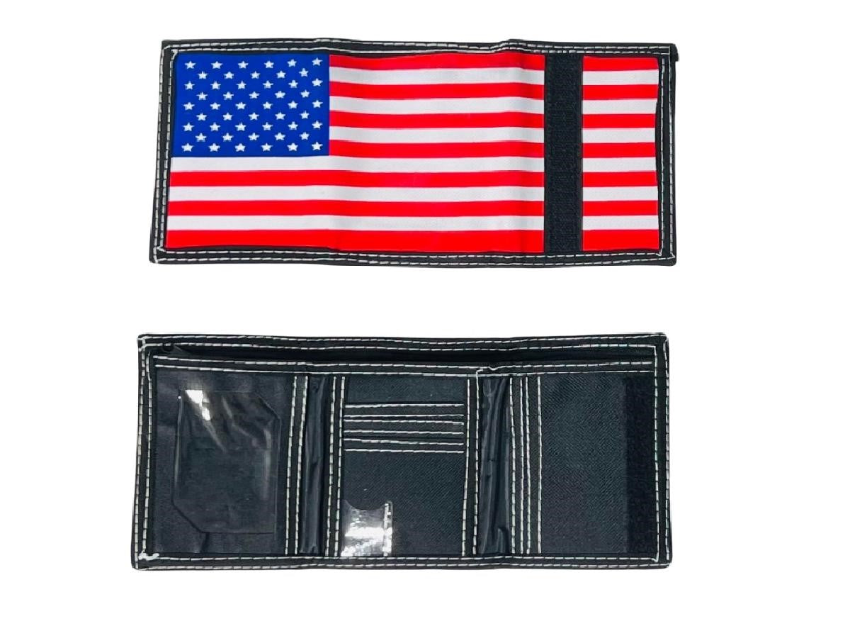 USA Flag Trifold Nylon Wallet image 0