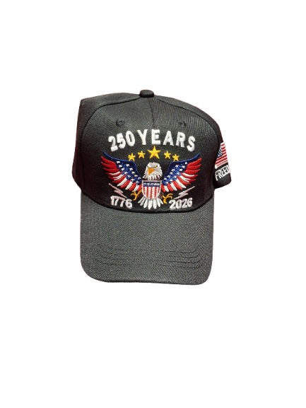 250 years ball cap hat black