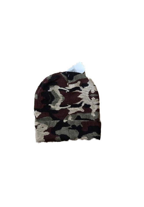 Green Tan Black Camouflage Cuffed Knit Hat image 0