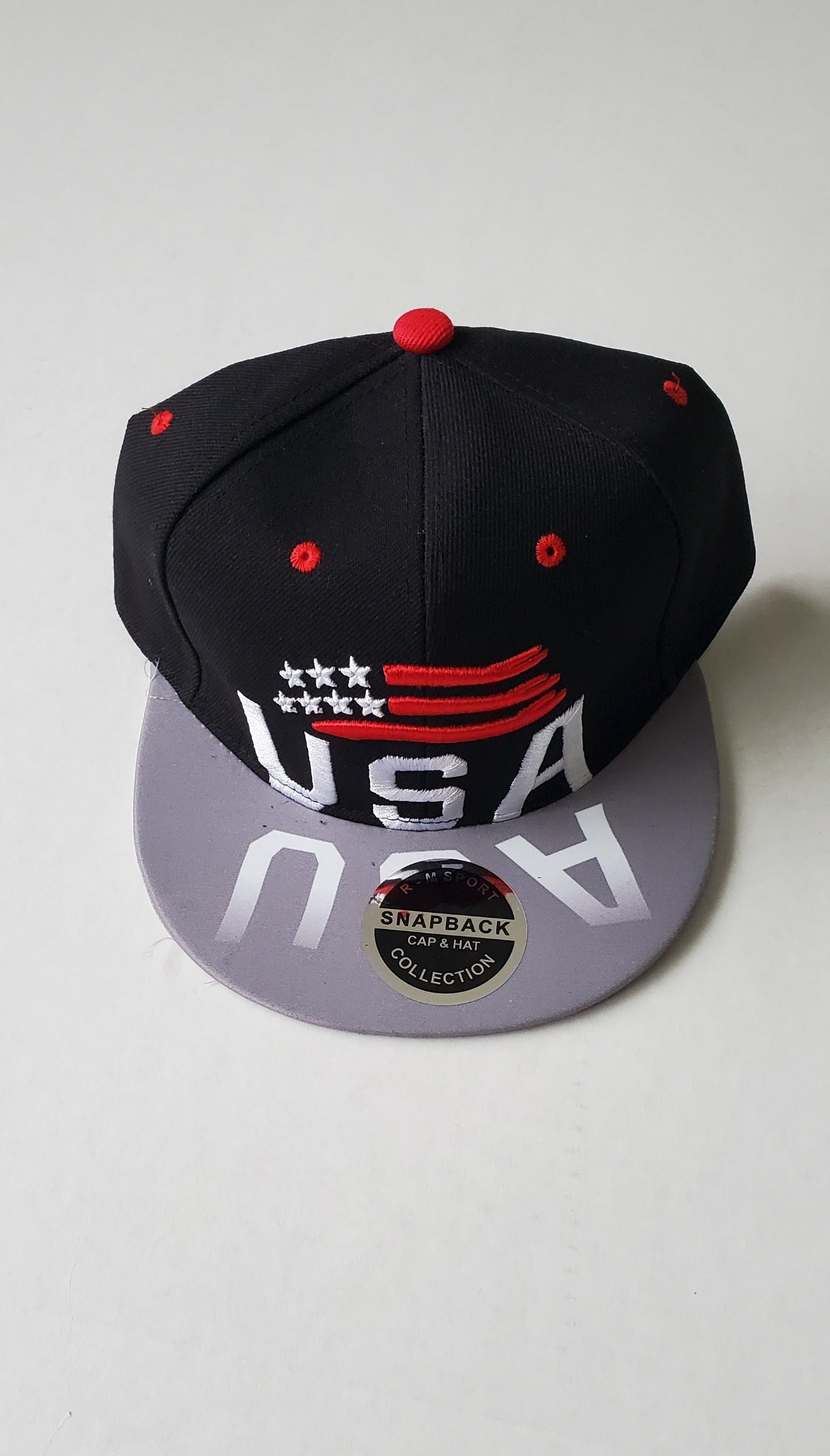 USA Mirror Snap Back Flat Bill Gray Hat image 0
