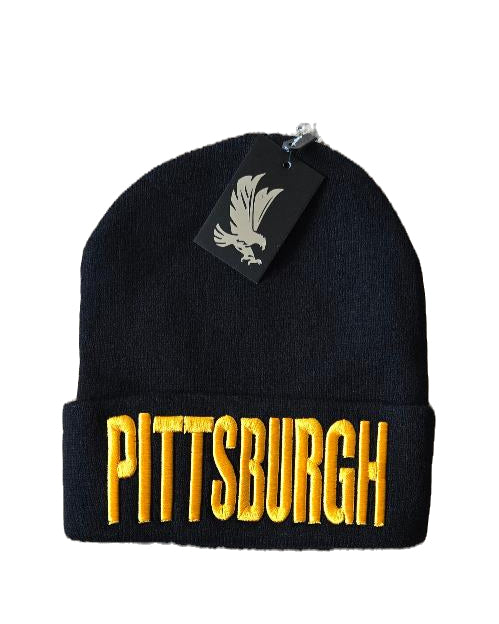 Pittsburgh Cuffed Knit Black Hat image 0