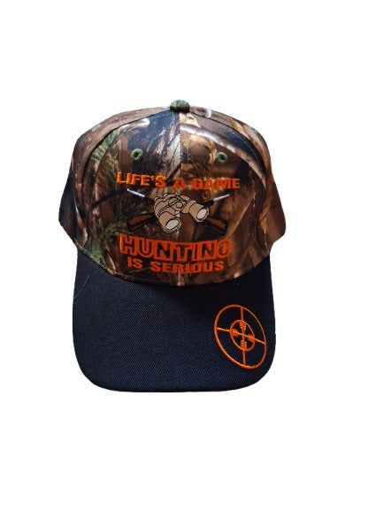 Lifes a game hunting is serous hat camouflage black image 0