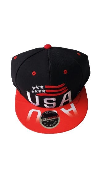 USA Mirror Snap Back Flat Bill Red Hat image 0