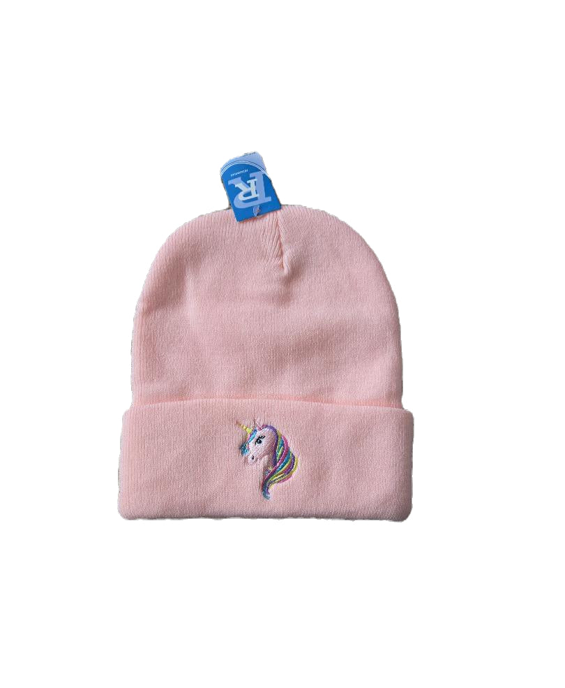 Unicorn Pink Cuffed Knit Hat image 0