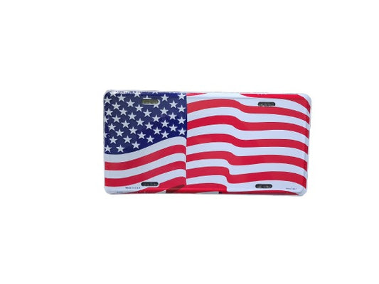 USA Flag Metal License Plate image 0