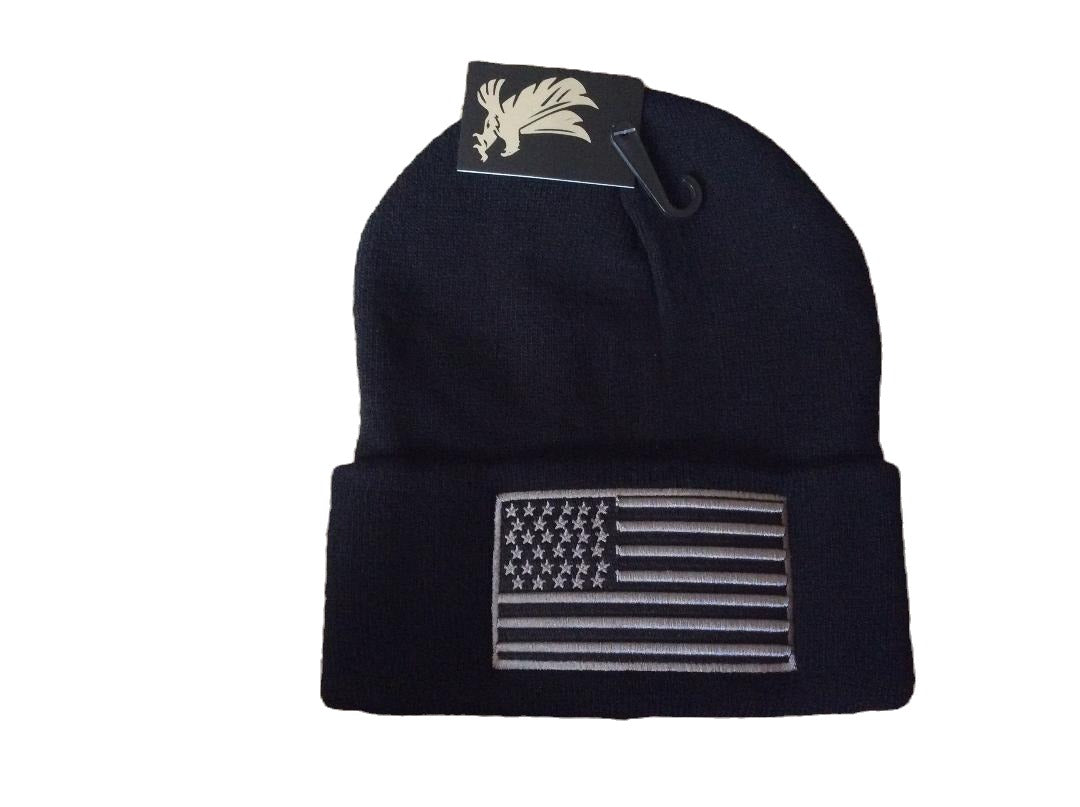 Flag Black Cuffed Knit Hat image 0