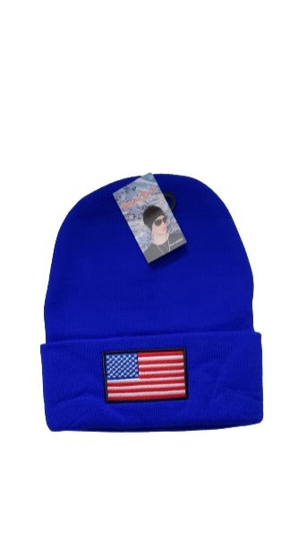 Flag Toboggan Knit Hat Blue image 