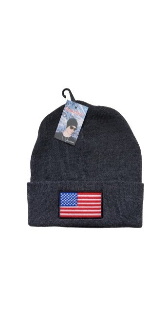 Flag Toboggan Knit Hat Dark Gray image 