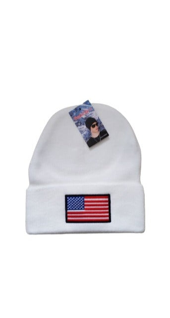 Flag Toboggan  Knit Hat White image 