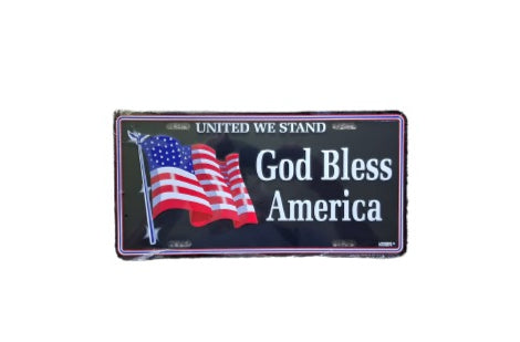 God Bless America Metal License Plate image 