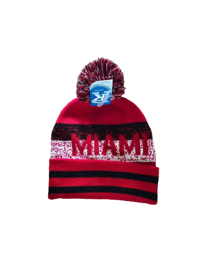 Miami Red Cuffed Knit Hat