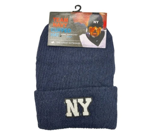 New York Navy Cuffed Knit Beanie Hat image 