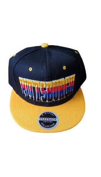 Pittsburgh Fade Letters Snap Back Flat Bill Hat 