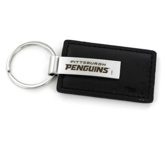 Pittsburgh Penguins Black Leather Key Ring image 