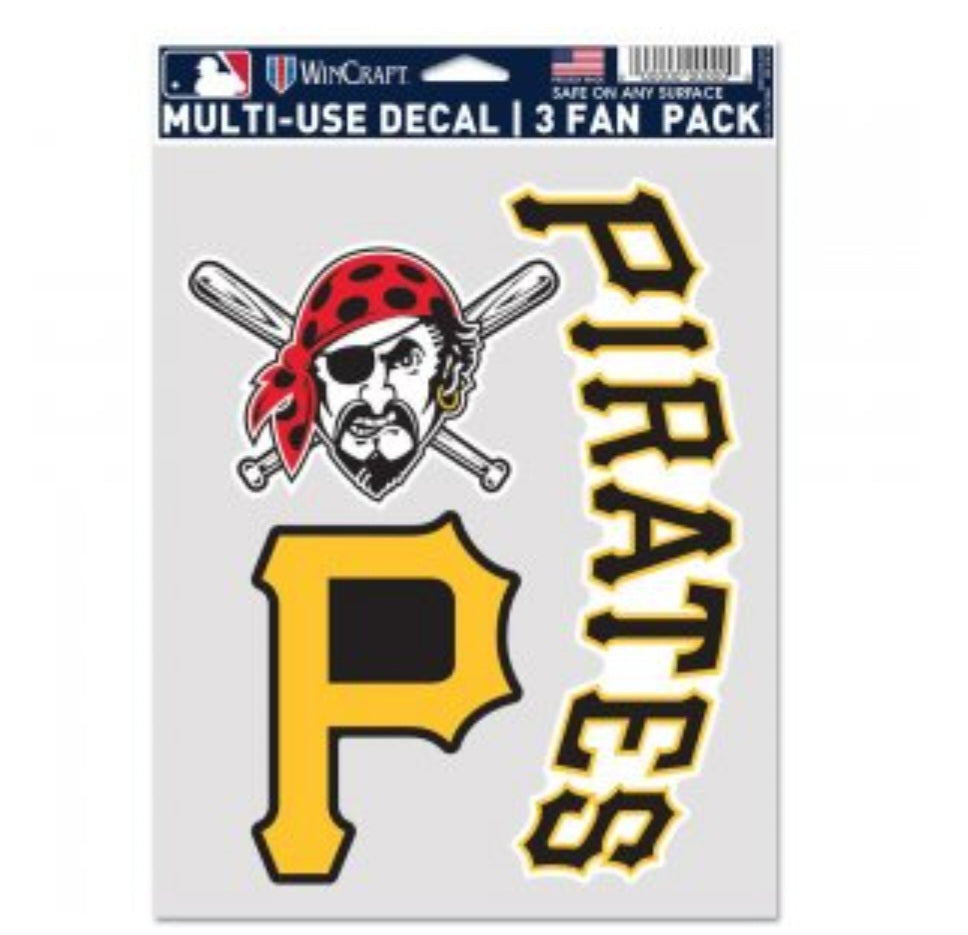 Pittsburgh Pirates Multi Use Decals 3 Pack 