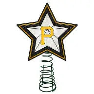 Star-shaped Christmas tree topper with a yellow 'P' on a white background

