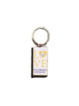 Pittsburgh Steelers Love Wood Keychain image 