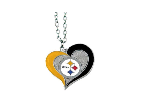 Pittsburgh Steelers Swirl Heart Necklace image 