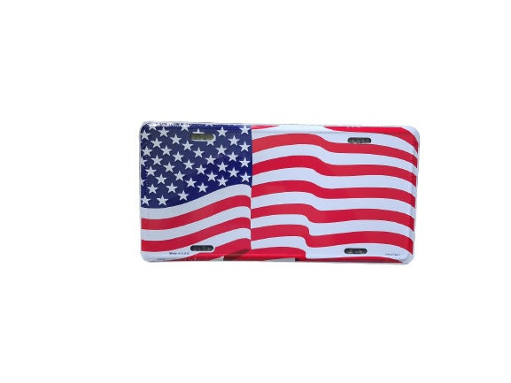 USA Flag Metal License Plate image 