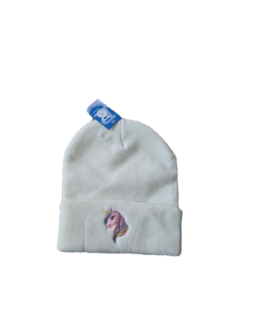 Unicorn White Cuffed Knit Hat image 0