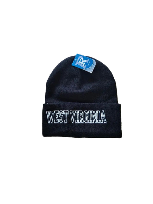 West Virginia Black Cuffed Knit Hat