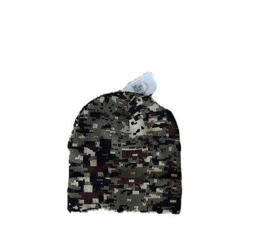 Green Brown Tan Digital Camouflage Cuffed Knit Hat image 0