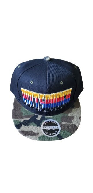 Pittsburgh Fade Letters Snap Back Flat Bill Hat image 0