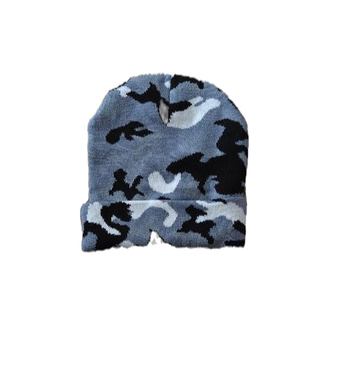Grey Camouflage Cuffed Knit Hat image 0