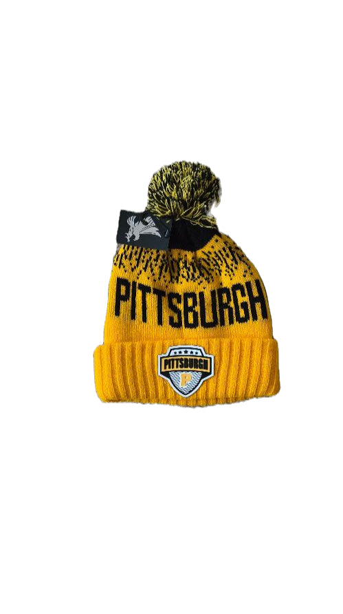 Pittsburgh Gold Cuffed Tossel Knit Hat image 0