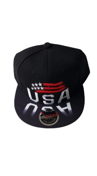 USA Mirror Snap Back Flat Bill Black Hat image 0