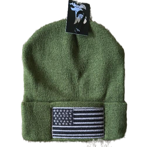 Flag Olive Cuffed Knit Hat image 0