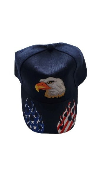 Blue Eagle Head with Flag Flames Hat image 0