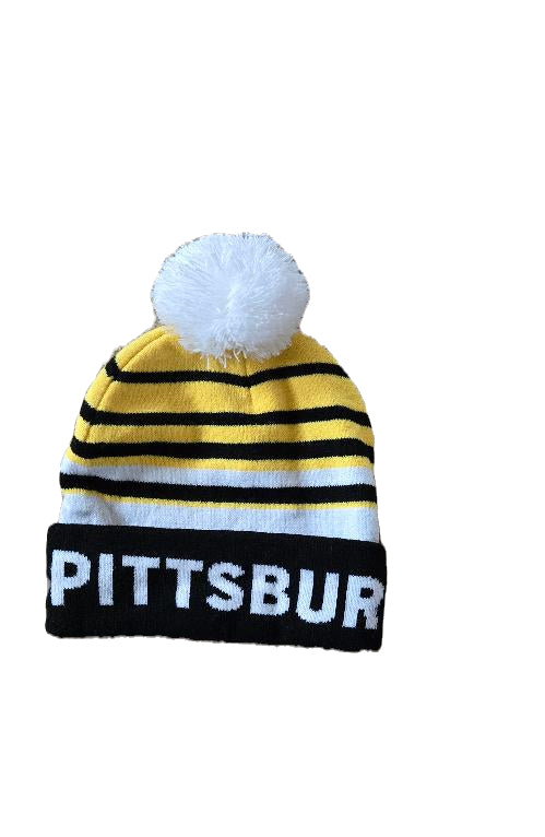 Pittsburgh Black WhiteYellow Striped Cuffed Knit Hat image 0
