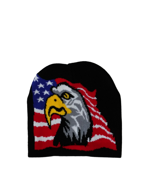 Eagle with American Flag Beanie 