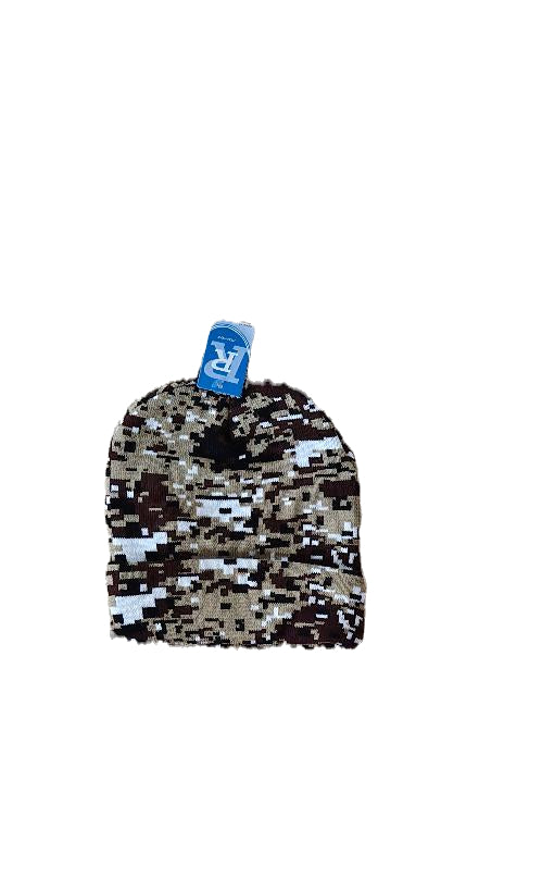 Brown Tan Digital Camouflage Cuffed Knit Hat image 0
