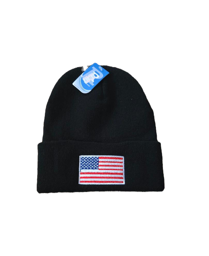 Flag Black Cuffed Knit Hat image 0